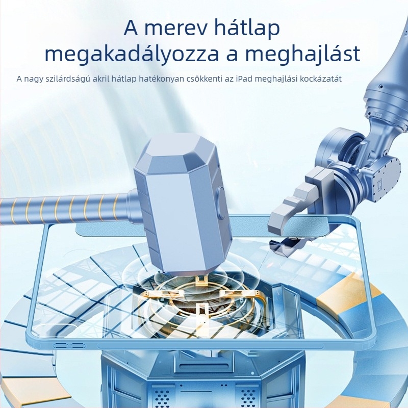 iPad 11 védőtok, 10,9 hüvelyk, szilikon–akril hibrid, hajlítás elleni védelem