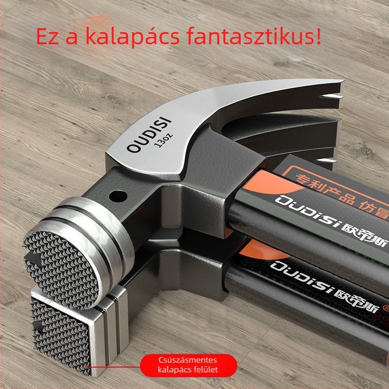Kalapács szigetelt fogantyúval villanyszerelőknek, fej magas széntartalmú acélból, ipari minőség, ideális a szegek kihúzásához