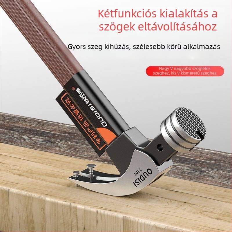 Kalapács szigetelt fogantyúval villanyszerelőknek, fej magas széntartalmú acélból, ipari minőség, ideális a szegek kihúzásához
