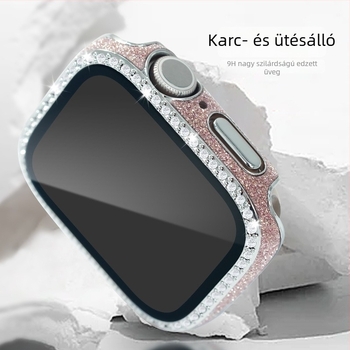 Apple Watch tok PC-ből és bőrből, edzett fólia, egy sor gyémántokkal
