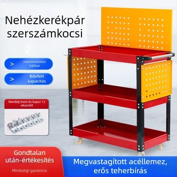 Háromszintes mobil szerszámkocsi autójavításhoz, mobil, robusztus, többfunkciós