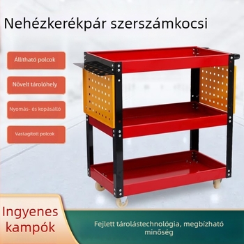 Háromszintes mobil szerszámkocsi autójavításhoz, mobil, robusztus, többfunkciós
