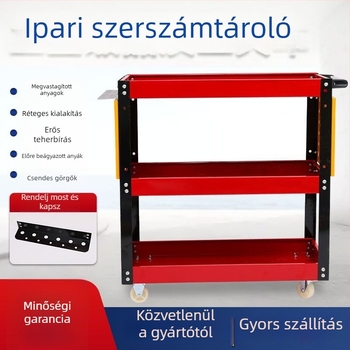 Háromszintes mobil szerszámkocsi autójavításhoz, mobil, robusztus, többfunkciós