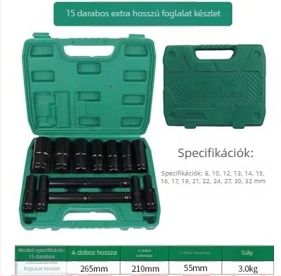 Pneumatikus kis készlet kiegészítő kettős felhasználású készlettel, króm-vanádium acélból, 10 vagy 20 darab, autó- és gépjavítási célra