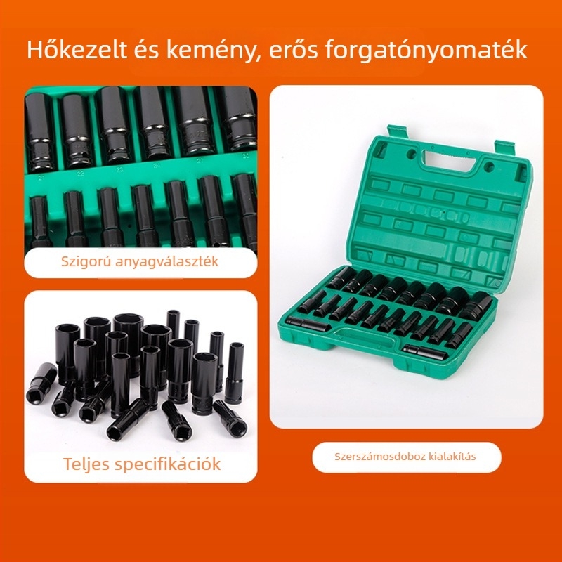 Pneumatikus kis készlet kiegészítő kettős felhasználású készlettel, króm-vanádium acélból, 10 vagy 20 darab, autó- és gépjavítási célra