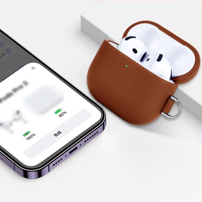 AirPods Pro 2 bőrtok – teljes lefedés, kézzel készített valódi bőr, kompatibilis Apple termékekkel