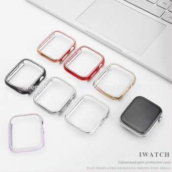 Apple Watch 8/7/SE-hez PC bevonatú, gyémántokkal díszített védőtok (654321)