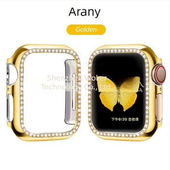 Apple Watch 8/7/SE-hez PC bevonatú, gyémántokkal díszített védőtok (654321)