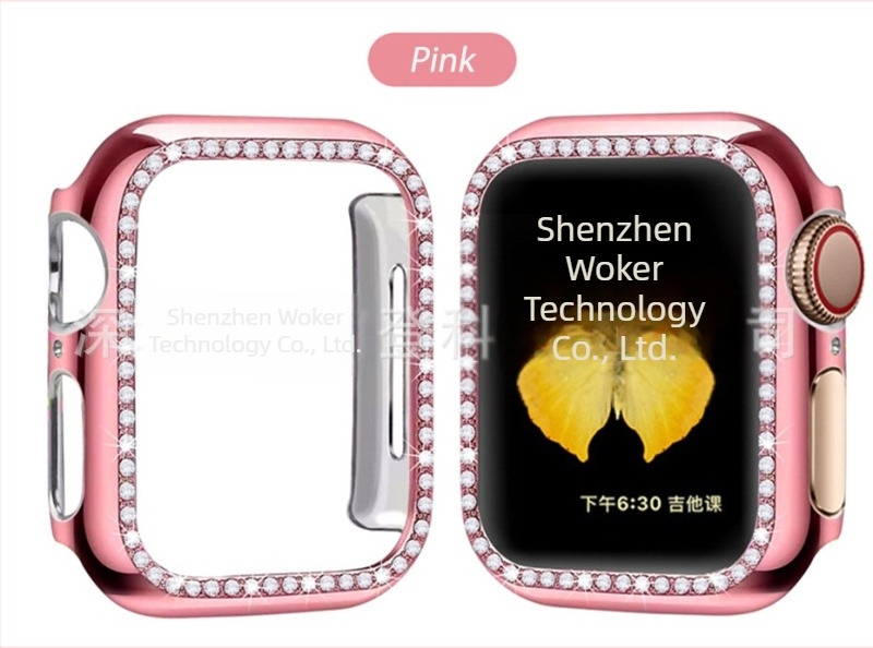 Apple Watch 8/7/SE-hez PC bevonatú, gyémántokkal díszített védőtok (654321)