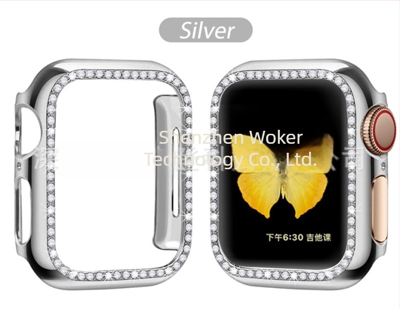 Apple Watch 8/7/SE-hez PC bevonatú, gyémántokkal díszített védőtok (654321)
