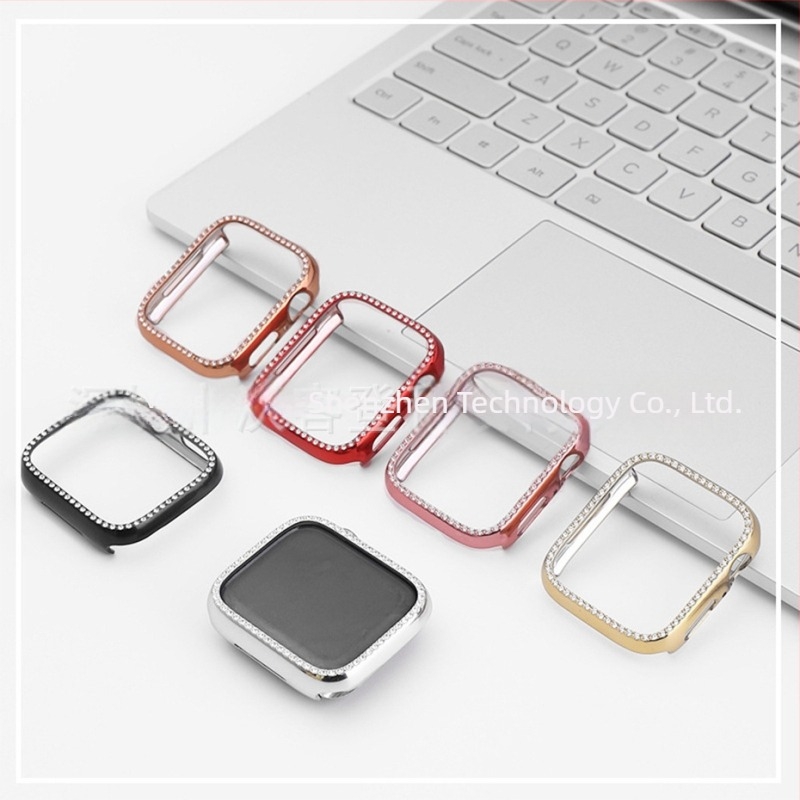 Apple Watch 8/7/SE-hez PC bevonatú, gyémántokkal díszített védőtok (654321)
