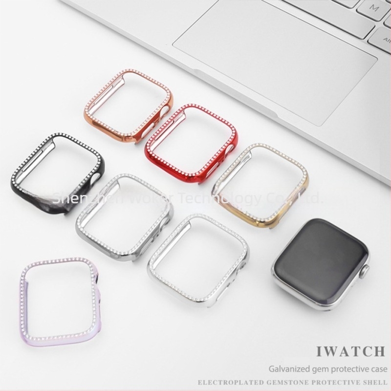 Apple Watch 8/7/SE-hez PC bevonatú, gyémántokkal díszített védőtok (654321)