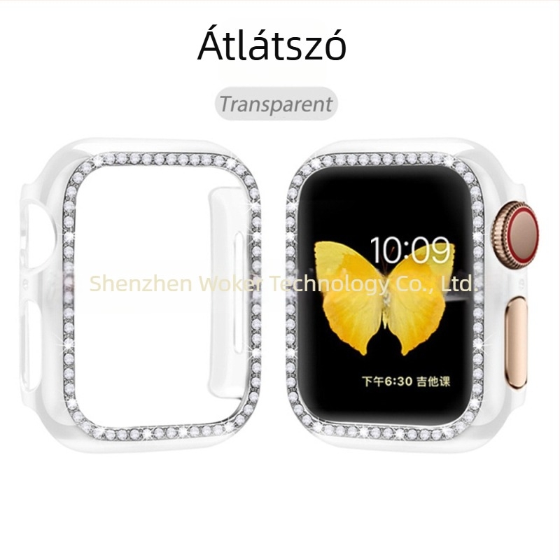 Apple Watch 8/7/SE-hez PC bevonatú, gyémántokkal díszített védőtok (654321)