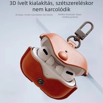 Gombostílusú műbőr tok AirPods Pro 3. generációhoz, 4. generációhoz és Pro 2. generációhoz