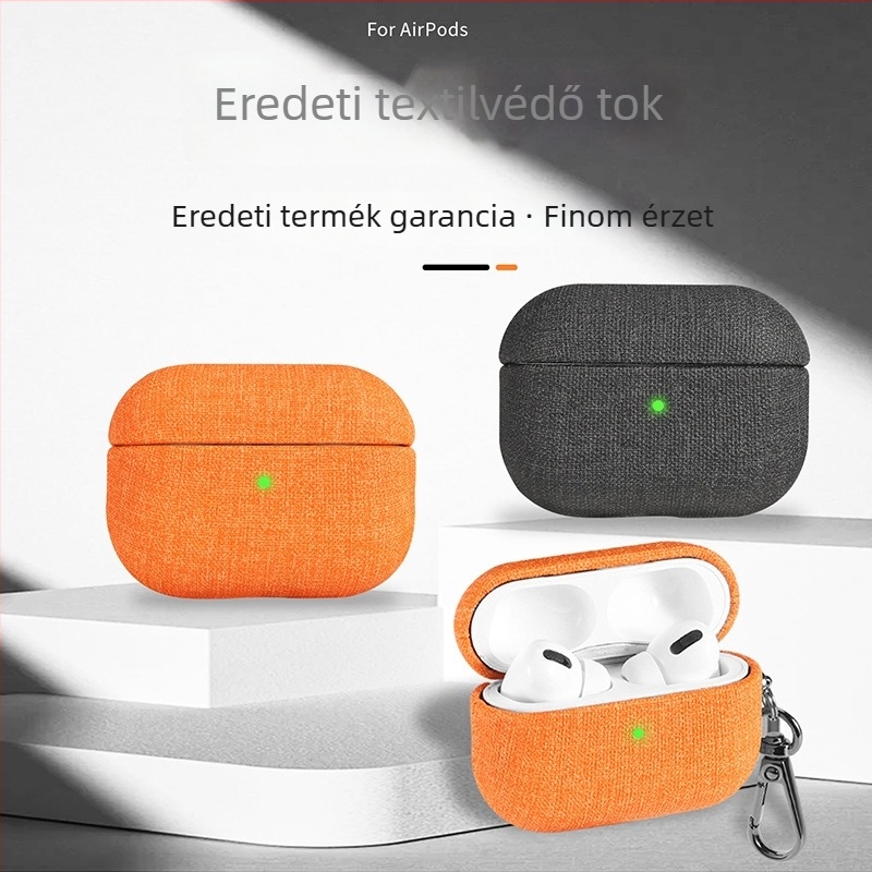AirPods Pro 3 / AirPods 4 védőtok velúr textúrájú szövetes felülettel, hordozható, Apple-hez