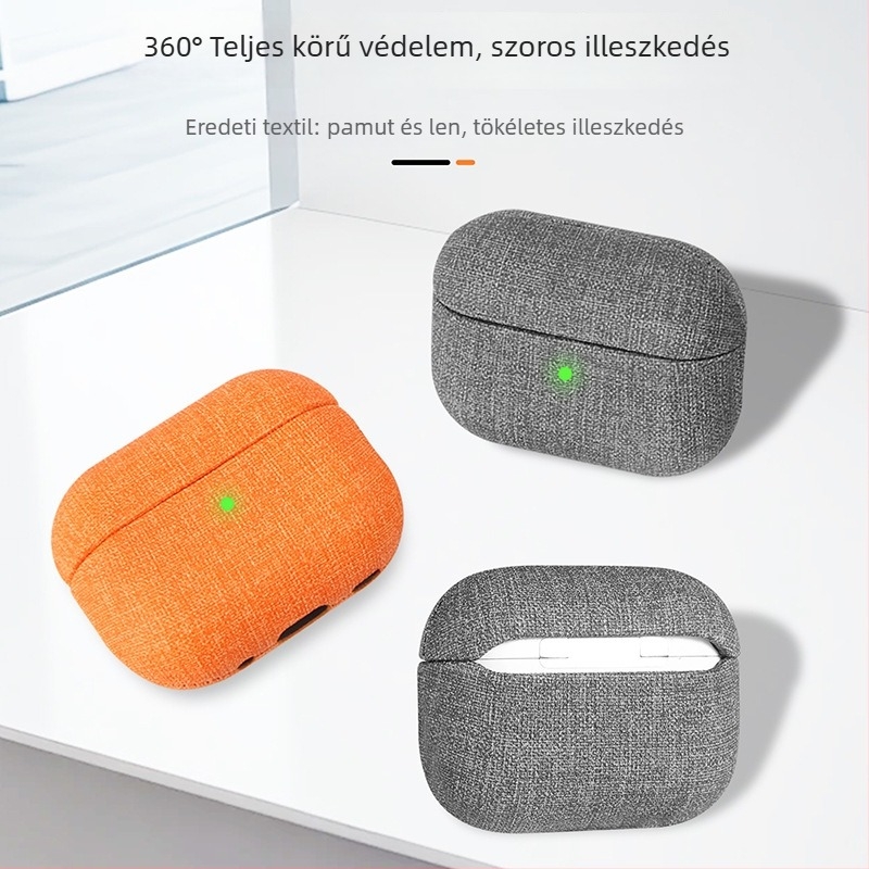 AirPods Pro 3 / AirPods 4 védőtok velúr textúrájú szövetes felülettel, hordozható, Apple-hez