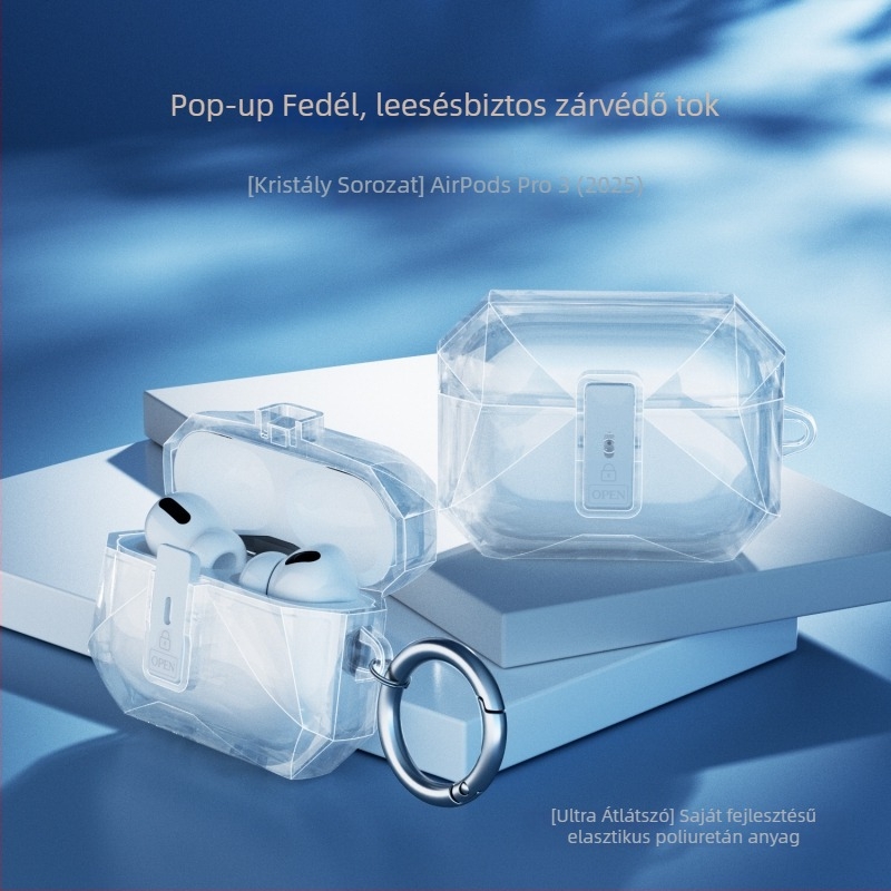 TPU védőtok AirPods Pro3/2-hoz mágneses zár szerkezettel, pontos illeszkedés, injekciós formázás, kompatibil Apple