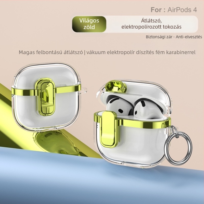 Apple AirPods 4. generációhoz elektroplatinált záró tok, magas átláthatóság, TPU, injekciós formázás