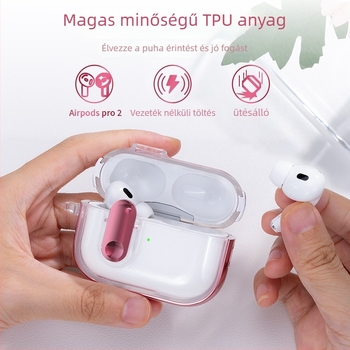AirPods Pro 3 védőtok - TPU+PC anyag, elektroplatinált felület, lehajtható fedél, átlátszó dizájn, kompatibil AirPods Pro 3 és AirPods 4