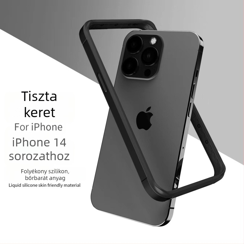 iPhone-hoz készült tok puha szilikon kerettel és folyékony bőr érzetével, fekete, kompatibilis az iPhone 11, 12 Pro/12 Pro Max, 13 Pro Max, 14 Pro Max