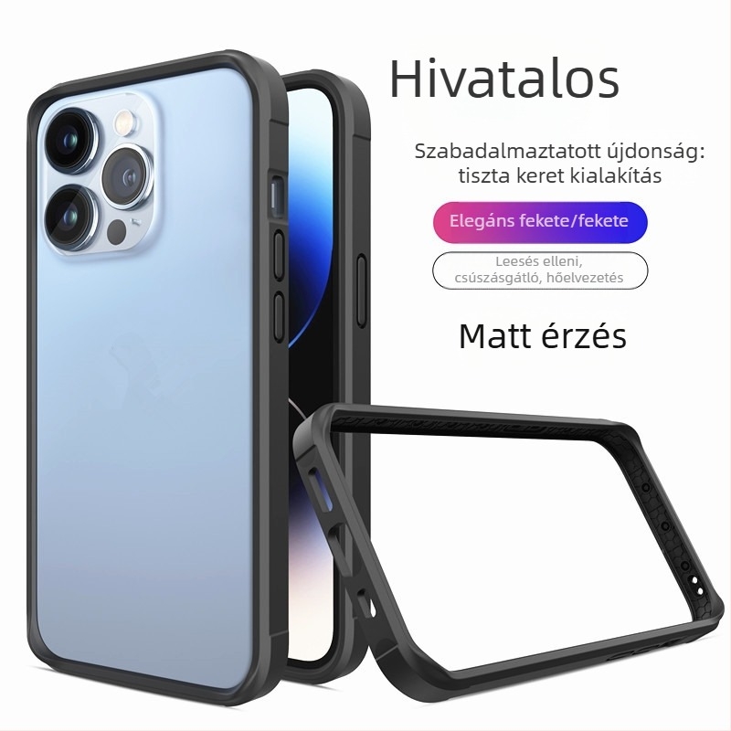 iPhone-hoz készült tok puha szilikon kerettel és folyékony bőr érzetével, fekete, kompatibilis az iPhone 11, 12 Pro/12 Pro Max, 13 Pro Max, 14 Pro Max