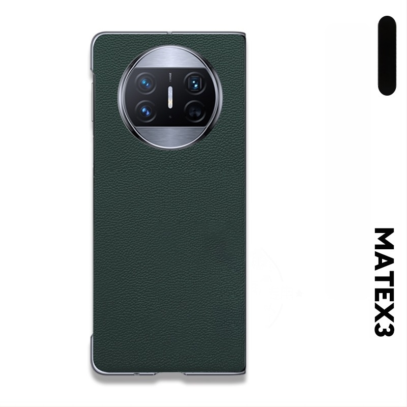 Huawei Mate X6-hoz készült bőrtok állvánnyal, előre védő kerettel és bőr hátlappal MATEX5