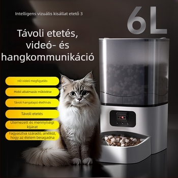 Automata etető macskáknak és kutyáknak időzített etetéssel és megfigyelő kamerával