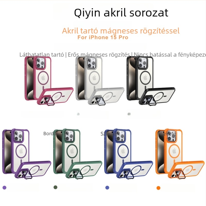 iPhone tok akril tükrös állvánnyal és MagSafe (Akril; Állvány; Mágneses; Ütésálló; Hőelvezetés)
