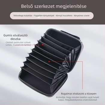 Mobiltelefon-táska, több kártyatartóval, doboz-stílusú merev tok, Oxford anyagból, uniszex, 16 okostelehez