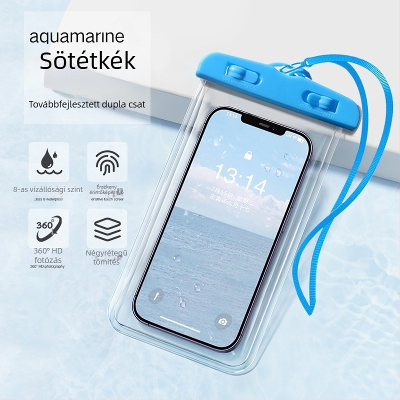 Áttetsző vízálló telefontok érintésérzékeny kijelzővel, fotózáshoz, úszáshoz és víziparkokhoz