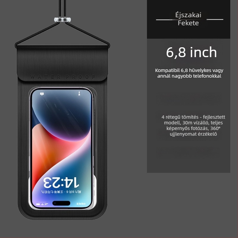 TPU vízálló telefon táska érintőképernyővel, ütés- és kopásálló, 7,5 hüvelykes nagy kapacitású védőtok
