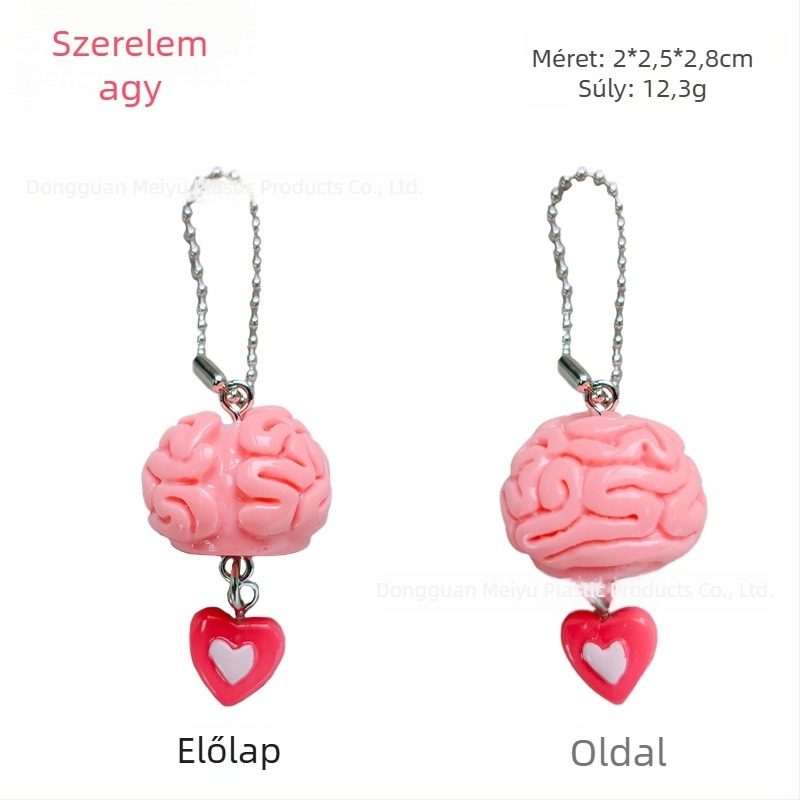 Gyantából készült kulcstartó medál — modern, minimalist design a szerelem agyának motívumával; egyedi csomagolás; ajándék karácsonyra vagy Valentin-napra