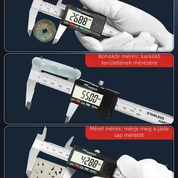 Digitális tolómérő, magas precizitás, rozsdamentes acél, elektronikus vernier