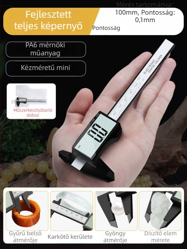 Digitális tolómérő, magas precizitás, rozsdamentes acél, elektronikus vernier