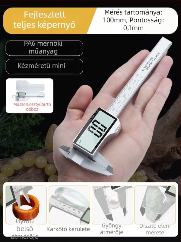 Digitális tolómérő, magas precizitás, rozsdamentes acél, elektronikus vernier