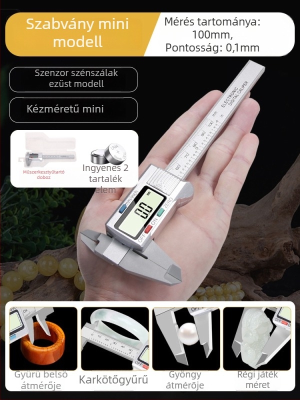 Digitális tolómérő, magas precizitás, rozsdamentes acél, elektronikus vernier