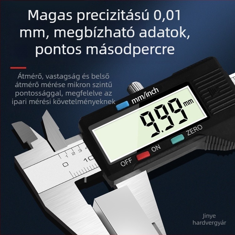 Digitális tolómérő, magas precizitás, rozsdamentes acél, elektronikus vernier