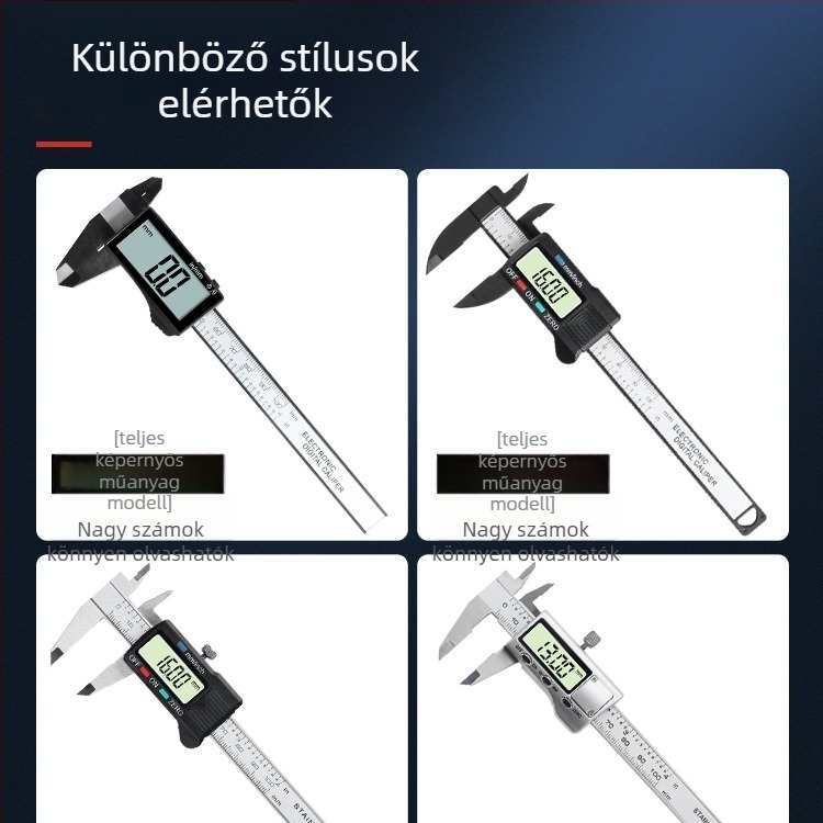Digitális tolómérő, magas precizitás, rozsdamentes acél, elektronikus vernier