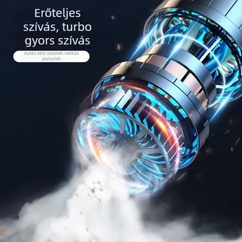 Kézi autó-porszívó — 90W, 20000Pa, újratölthető, 3 m hosszú kábel