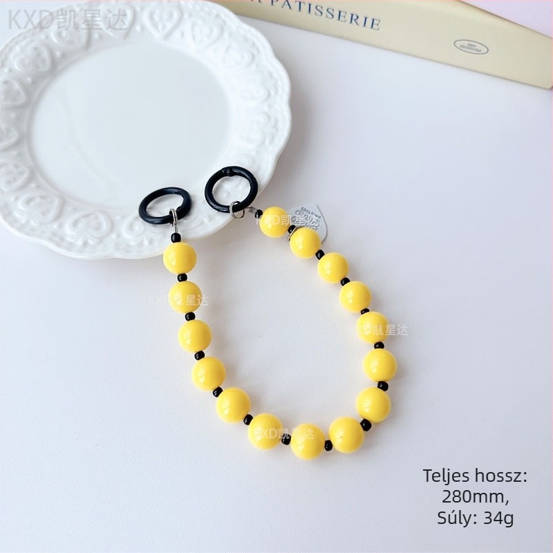 Geometriai gyöngyös lánc telefonvédőhöz — kézzel készített, műanyag, multifunkcionális kiegészítő