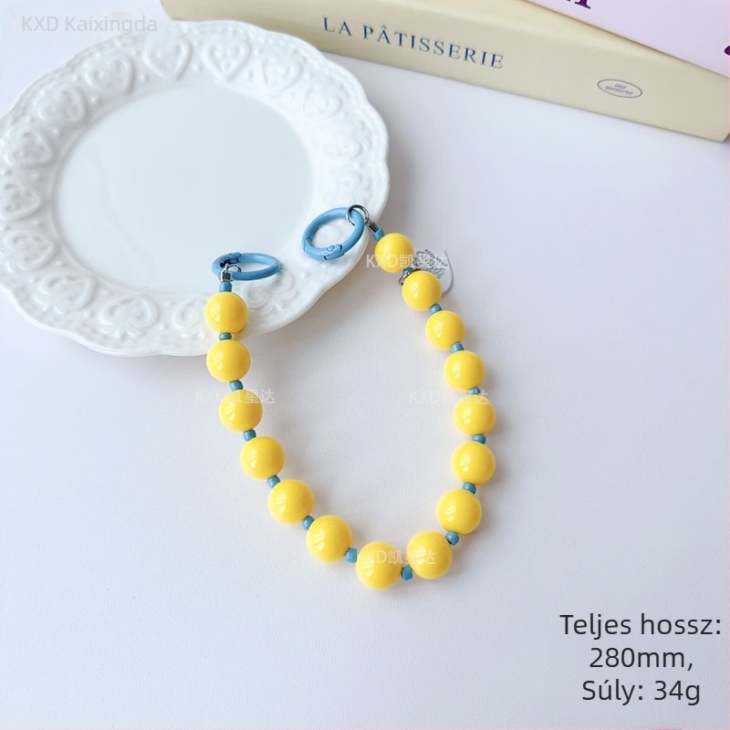 Geometriai gyöngyös lánc telefonvédőhöz — kézzel készített, műanyag, multifunkcionális kiegészítő