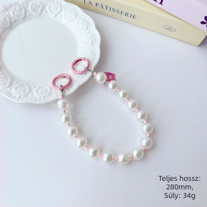 Geometriai gyöngyös lánc telefonvédőhöz — kézzel készített, műanyag, multifunkcionális kiegészítő