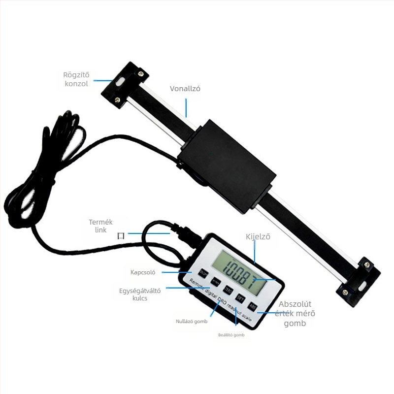 Digitális tolómérő külső kijelzővel, vízszintes és függőleges egyidejű használatra a mozgás mérésére. Márka: Shanghai Lianyu