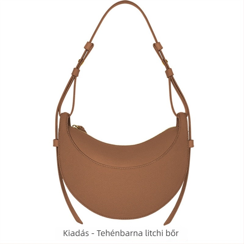 POLENE Crescent Saddle Bag — félhold formájú, valódi bőr, első réteg marhabőr, uniszex crossbody, tavasz 2024