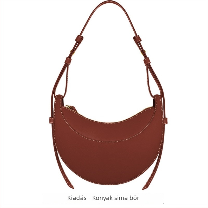 POLENE Crescent Saddle Bag — félhold formájú, valódi bőr, első réteg marhabőr, uniszex crossbody, tavasz 2024