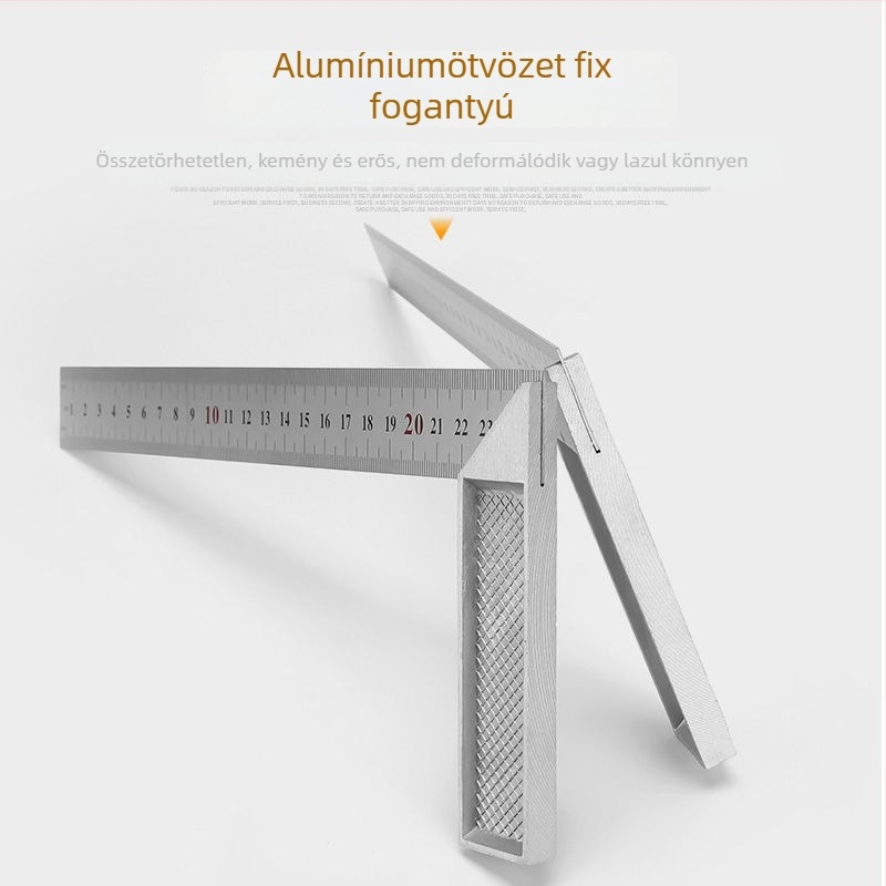 Unique Rozsdamentes acélból készült derékszögű vonalzó, 90° mérőeszköz, többfunkciós háromszögvonalzó