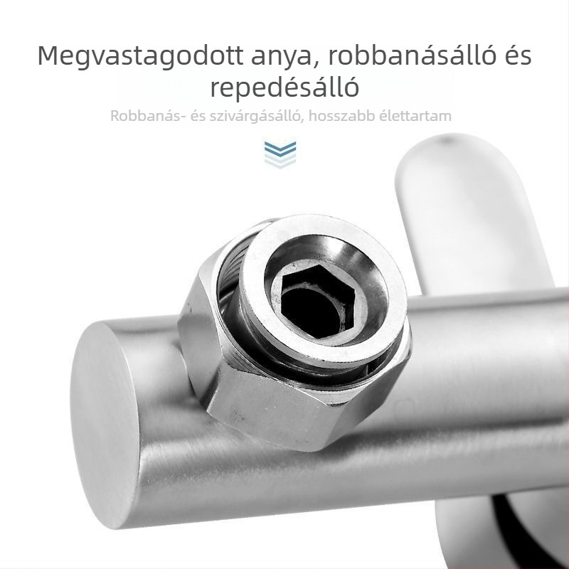 Rozsdamentes acélból készült falba épített zuhany- és kádsaptelep, háromirányú keverő, kerámia szeleppel, 0–90°C