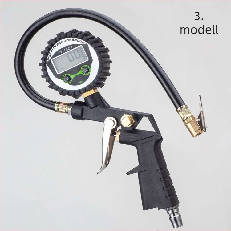 Gumiabroncsnyomás-mérő pumpával, mechanikus mutató, műanyag fogantyú (nyomástartomány 1-16 psi; pontosság 0,01 psi; több egység)