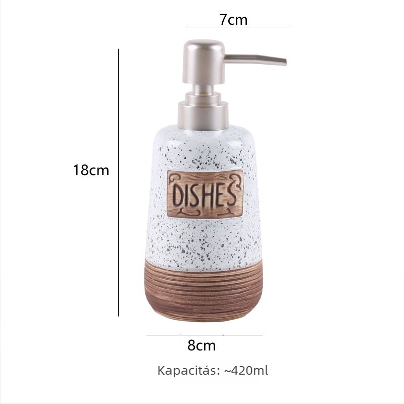 Kerámia kézfertőtlenítő üveg pumpával, lotion üveg, szappanadagoló — csiszolt felület — 300 g — Hongzhan