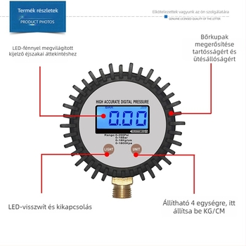 Elektronikus gumiabroncsnyomásmérő digitális kijelzővel (Model 1)